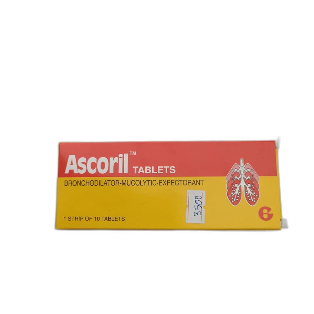 Ascoril Tablets Salbutamol 2 mg + Bromhexine 8 mg + Guaifenesin 100 mg