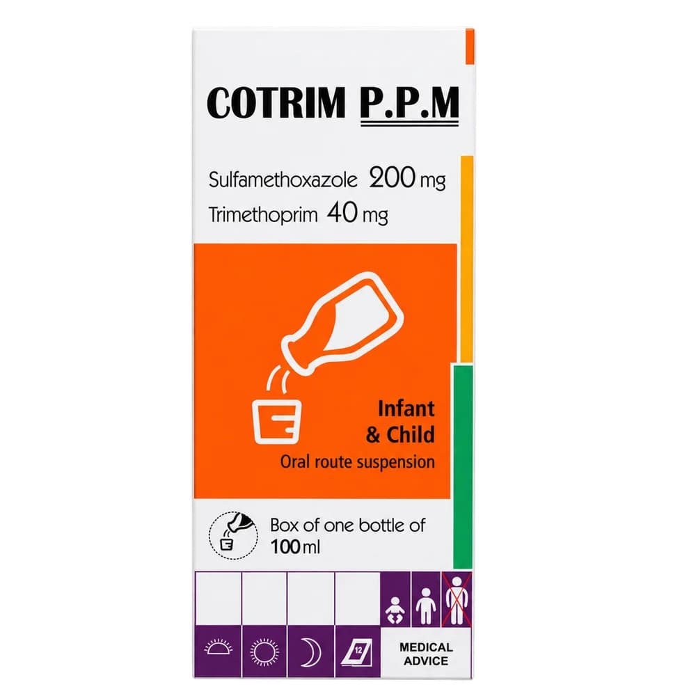 Cotrim P.P.M. Sulfamethoxazole 200 mg / Trimethoprim 40 mg per 5 mL