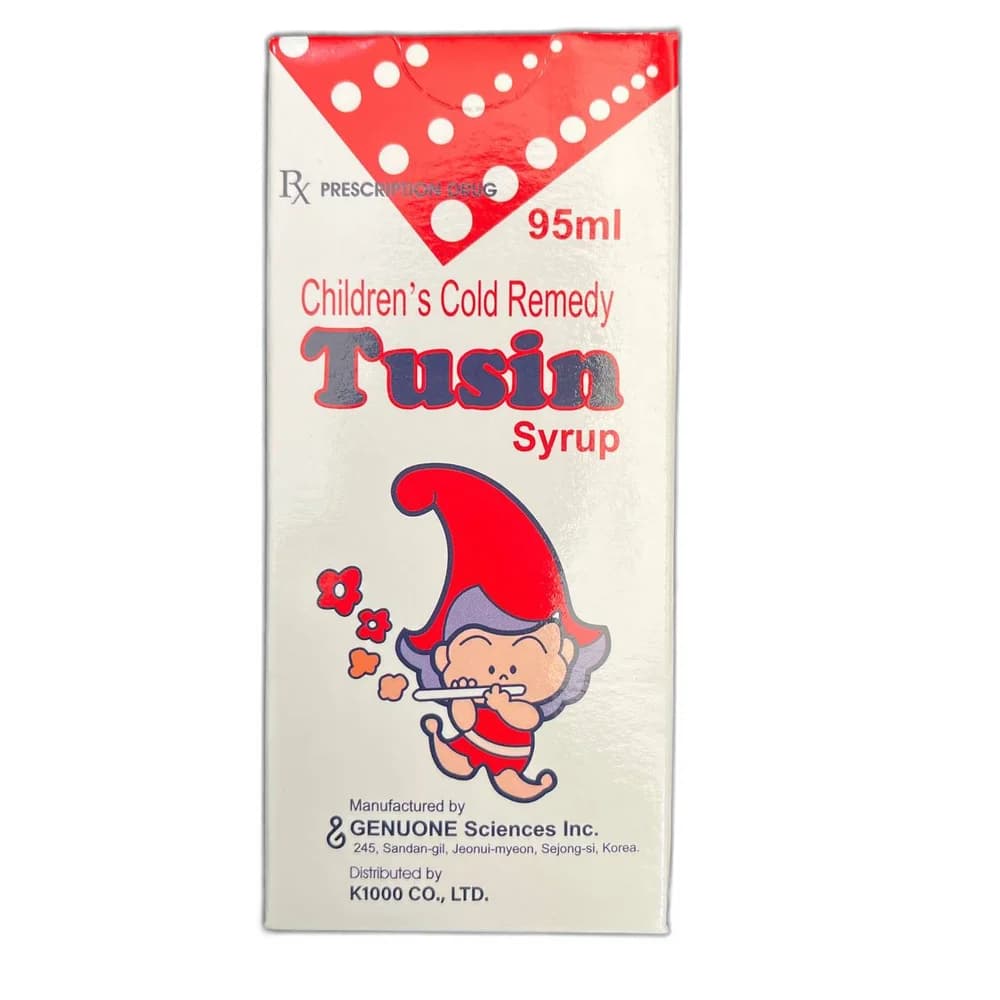 Tusin Acetaminophen 1000 mg / dextromethorphan hydrobromide 50 mg / DL-methylephedrine hydrochloride 62.5 mg / chlorpheniramine maleate 8.3 mg / guaifenesin 233.3 mg / anhydrous caffeine 133.3 mg per 100 mL