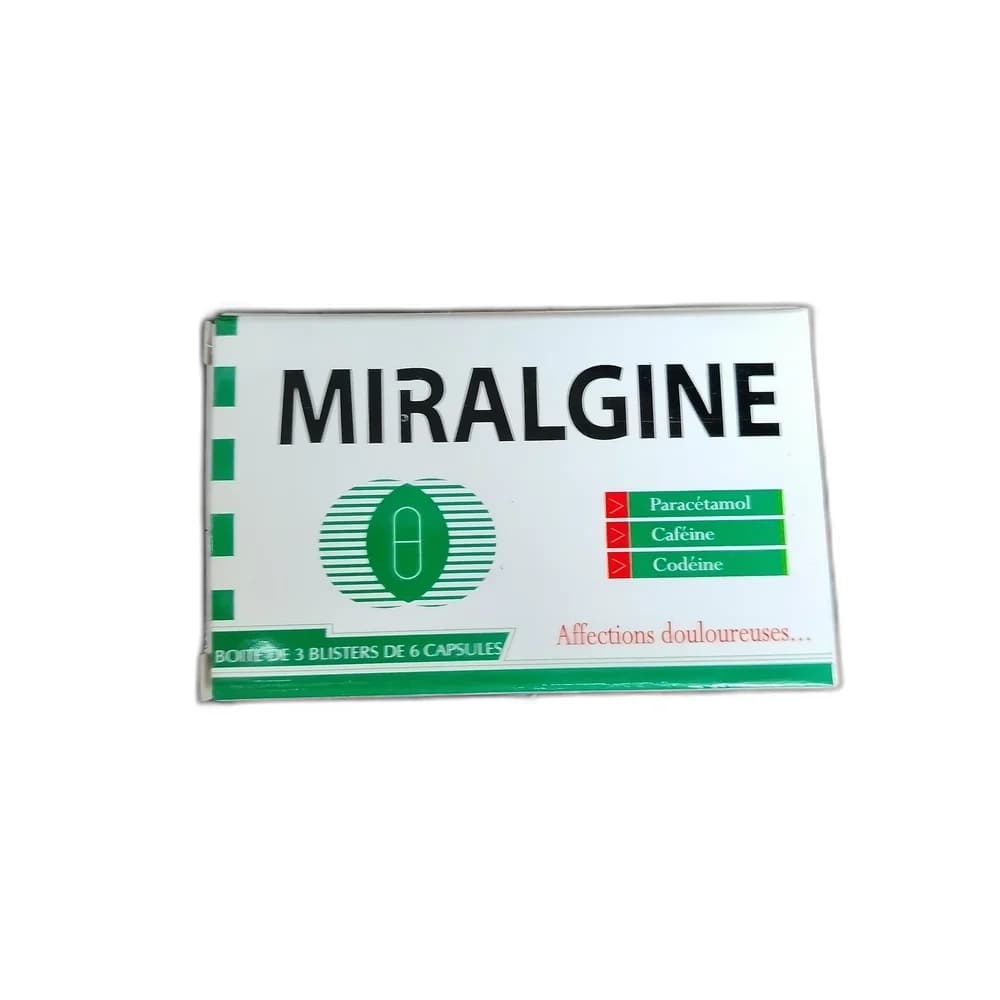 Miralgine Paracetamol 400mg + Caffeine 62.5mg + Codeine phosphate 20mg