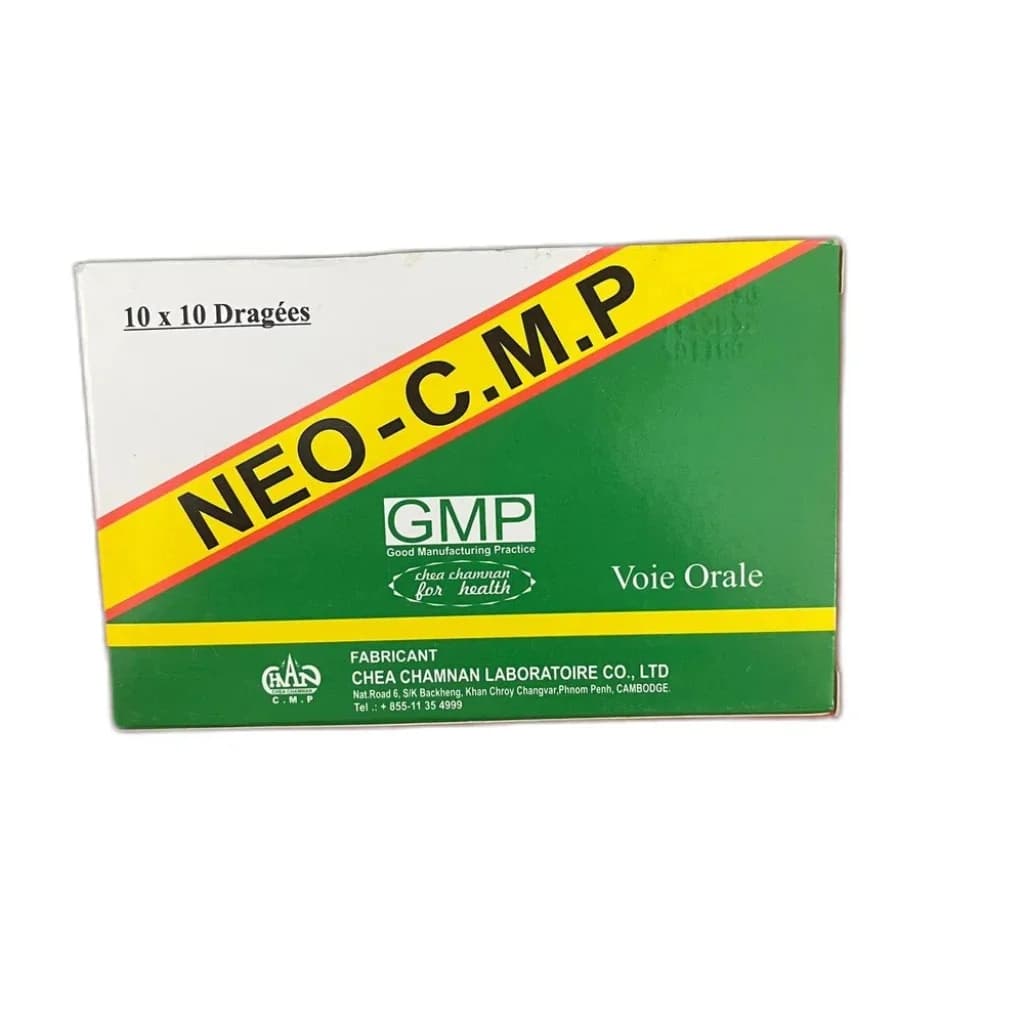 NEO-C.M.P. Terpine hydrate 100 mg / sodium benzoate 50 mg / dextromethorphan hydrobromide 5 mg per sugar-coated tablet