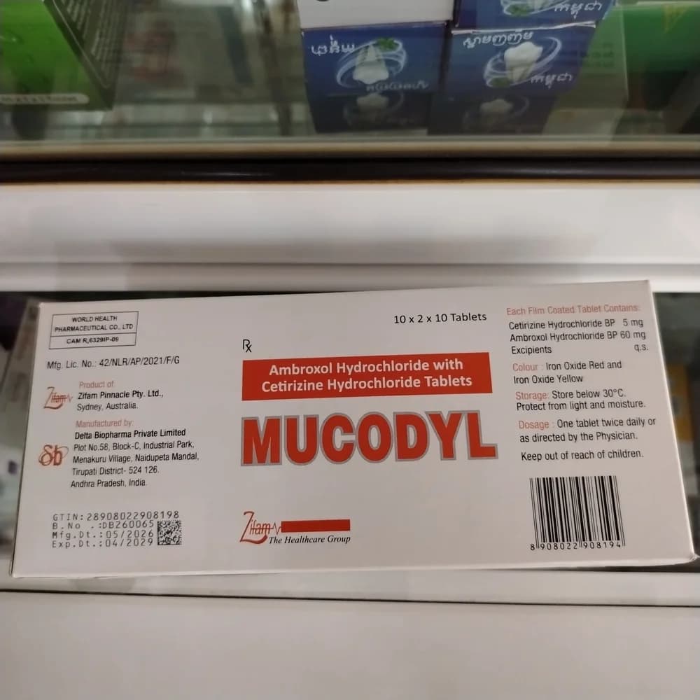 Mucodyl Ambroxol hydrochloride 60 mg / Cetirizine hydrochloride 5 mg