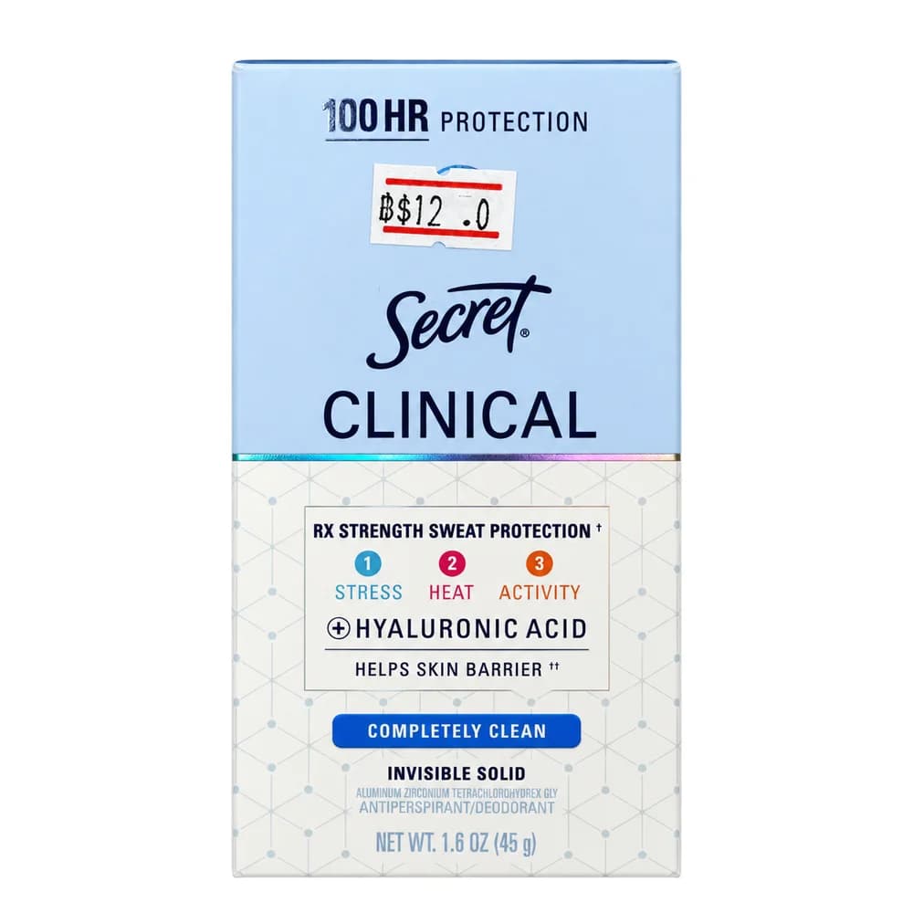 Secret Clinical Completely Clean 100 HR Invisible Solid Antiperspirant & Deodorant (1.6 oz / 45g) 45 g