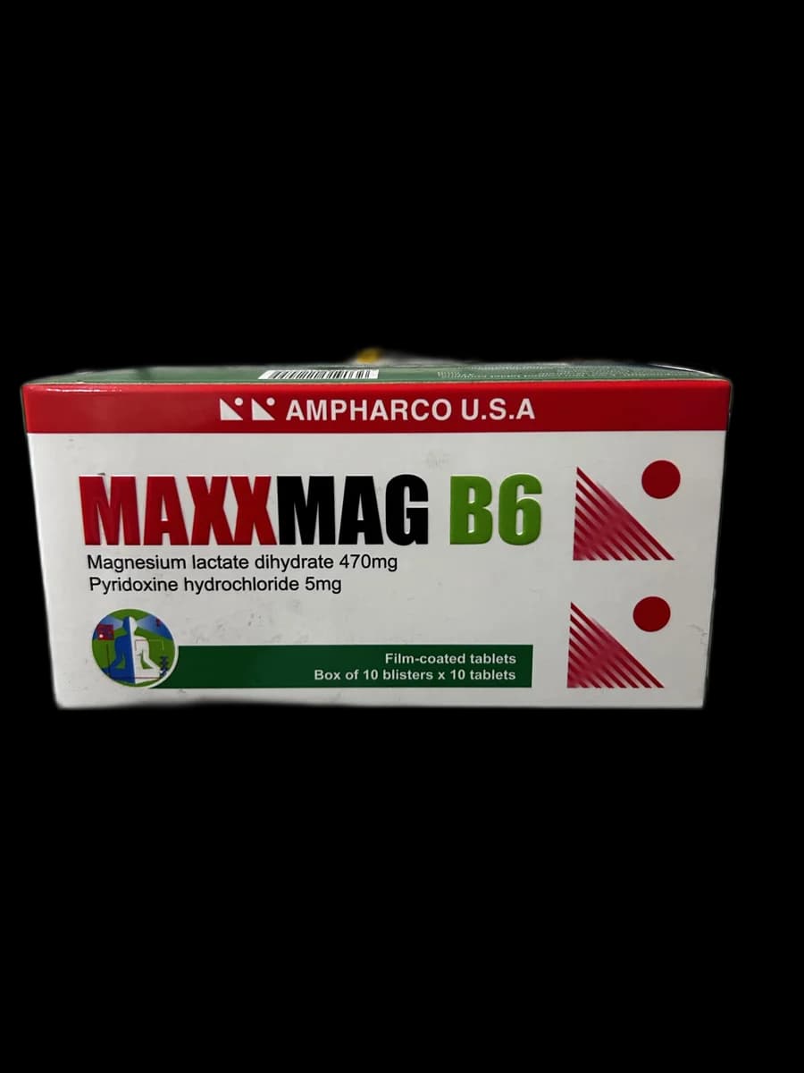 MaxxMag B6 Magnesium lactate dihydrate 470mg + Pyridoxine 5mg