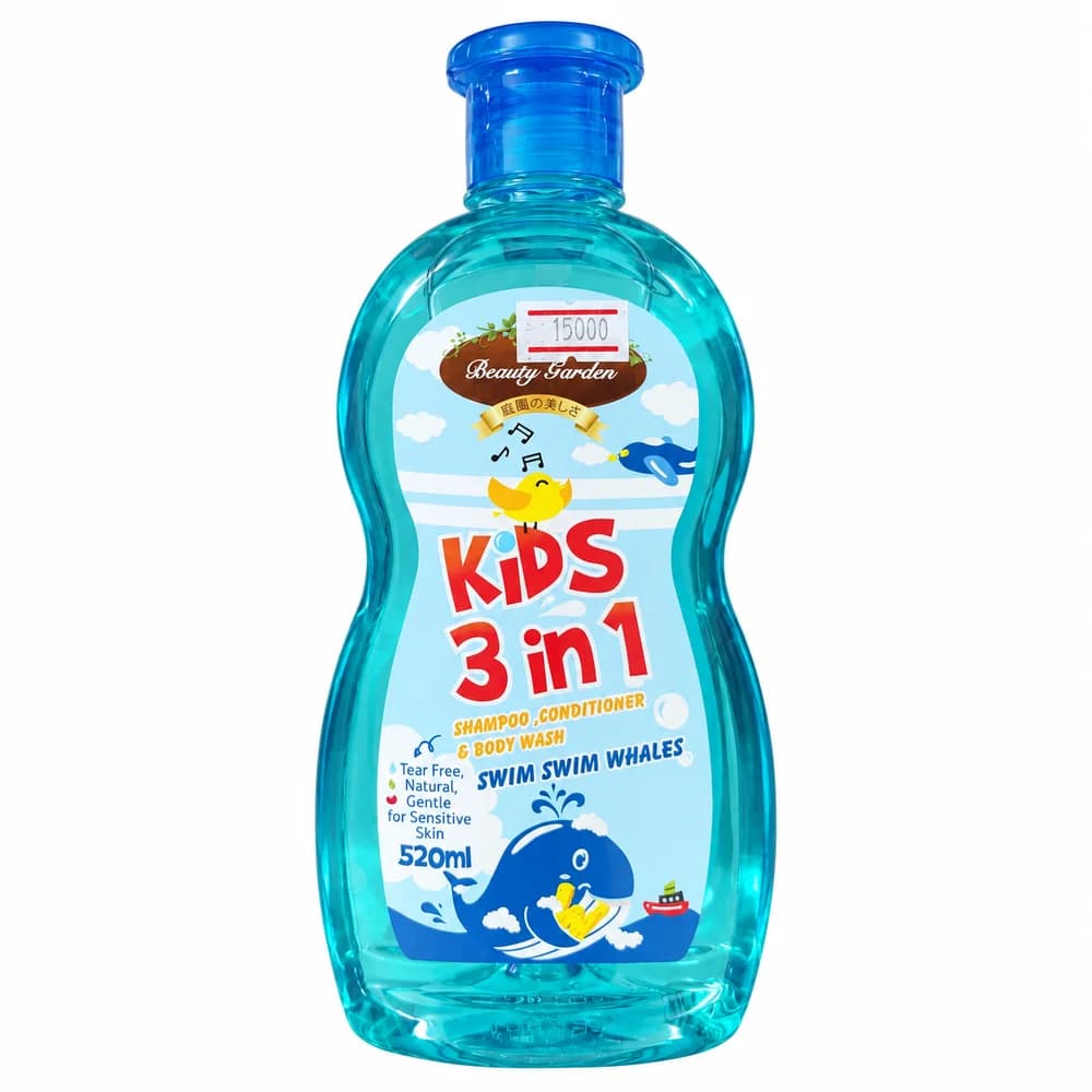 Beauty Garden Kids 3-in-1 Swim Swim Whales Shampoo Conditioner & Body Wash 520 mL