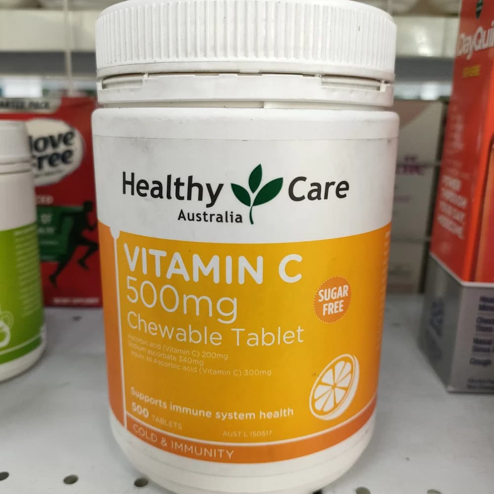 Healthy Care Vitamin C 500 mg Chewable Tablets 1-2 tablets daily (adults)