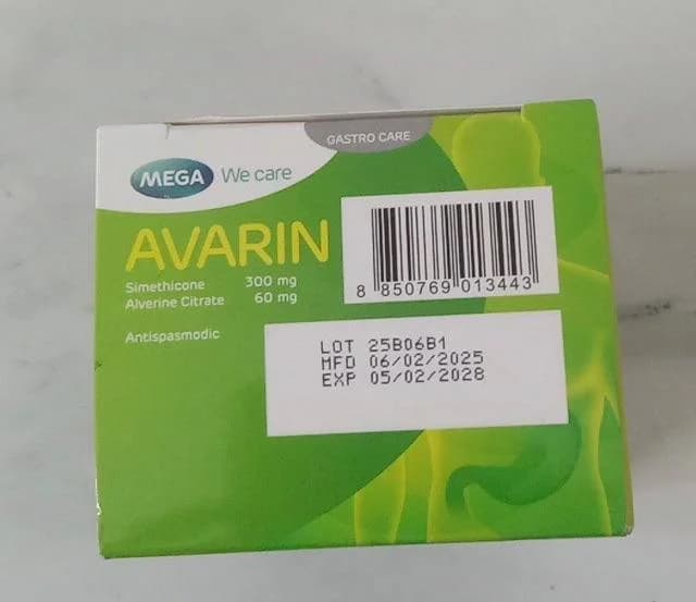 AVARIN Simethicone 300mg, Alverine Citrate 60mg
