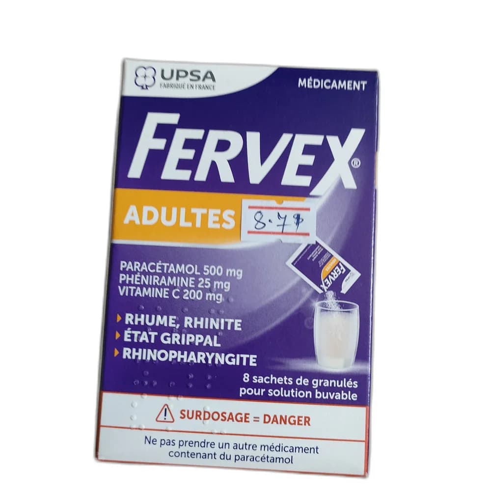 Fervex Adultes Paracetamol 500 mg + Pheniramine 25 mg + Vitamin C 200 mg