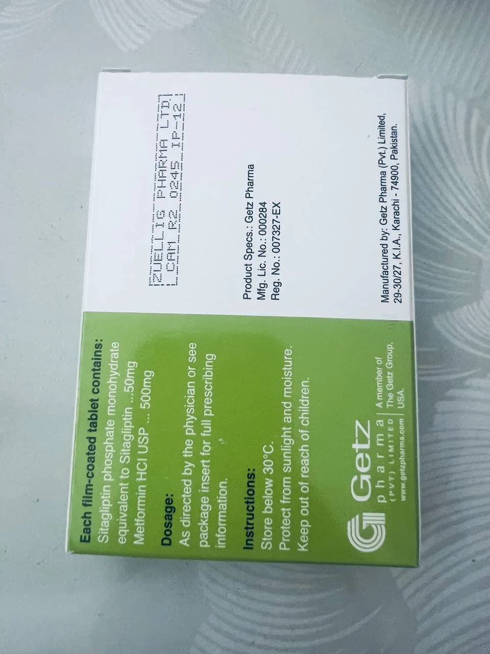 Sitagliptin/Metformin Sitagliptin 50mg + Metformin 500mg