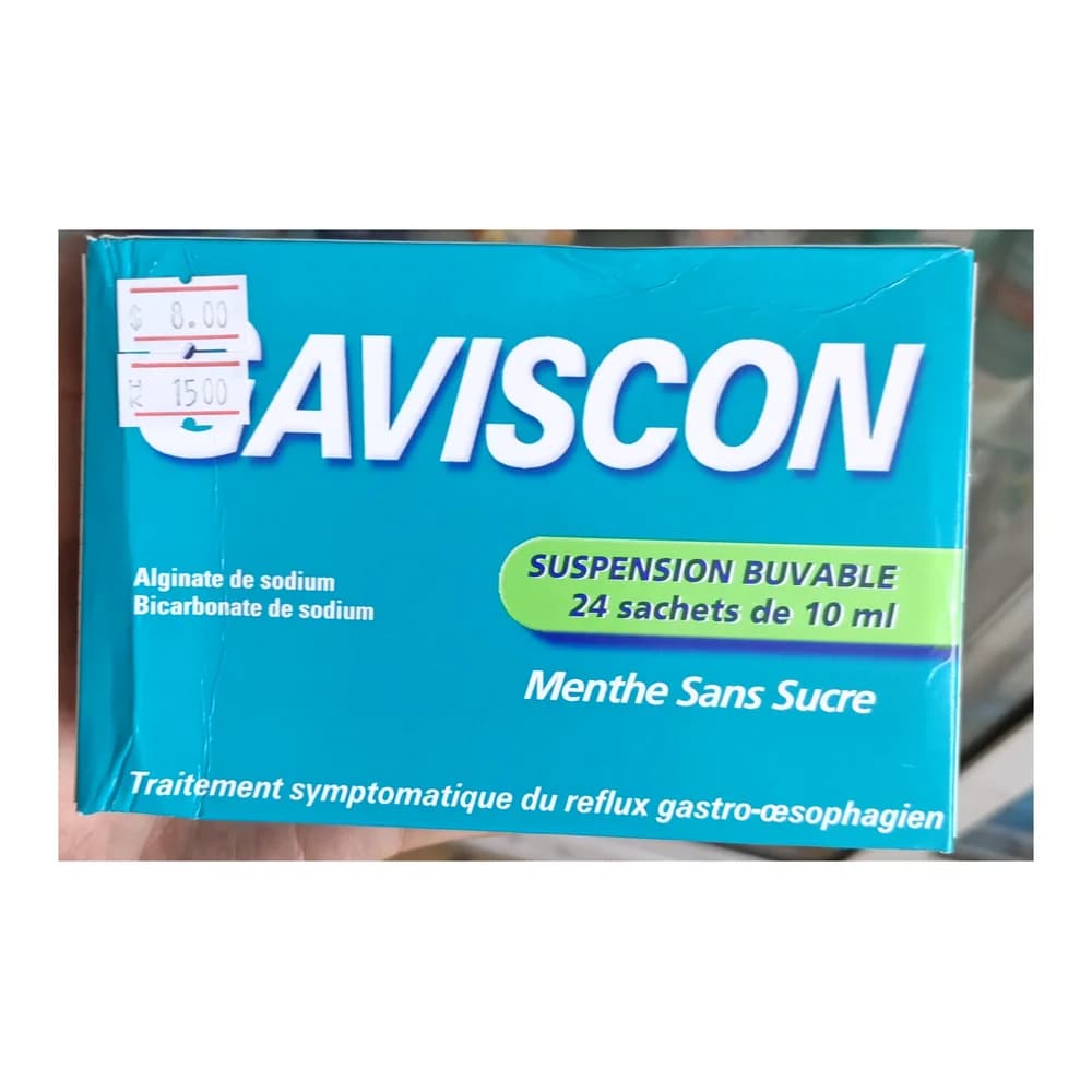 Gaviscon Menthe Sans Sucre 500 mg / 267 mg per 10 ml sachet