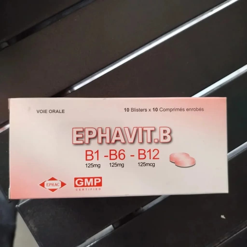 Ephavit.B Vitamin B1 125 mg + Vitamin B6 125 mg + Vitamin B12 125 mcg per tablet