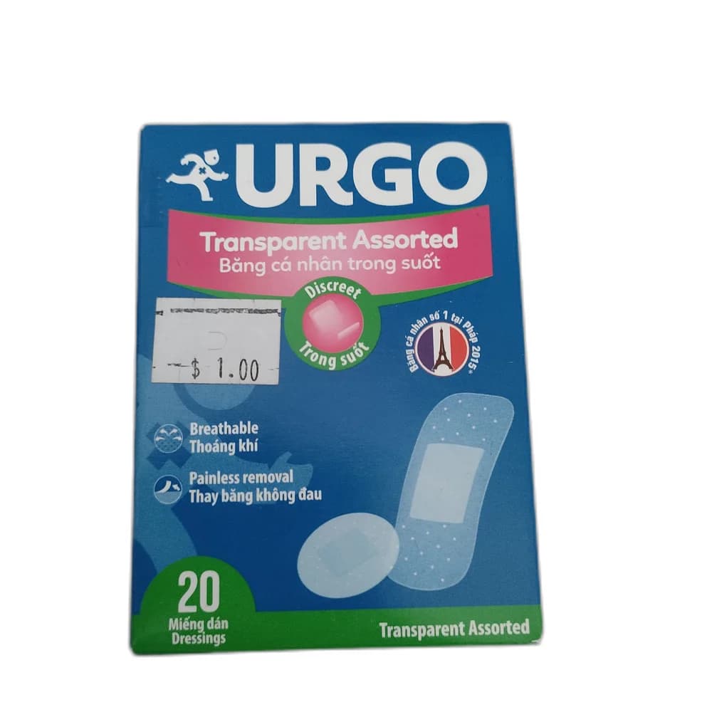 Urgo Transparent Assorted Assorted 1.2 × 3.8 cm / 2.0 × 7.2 cm / 2.3 cm / 3.8 × 7.2 cm