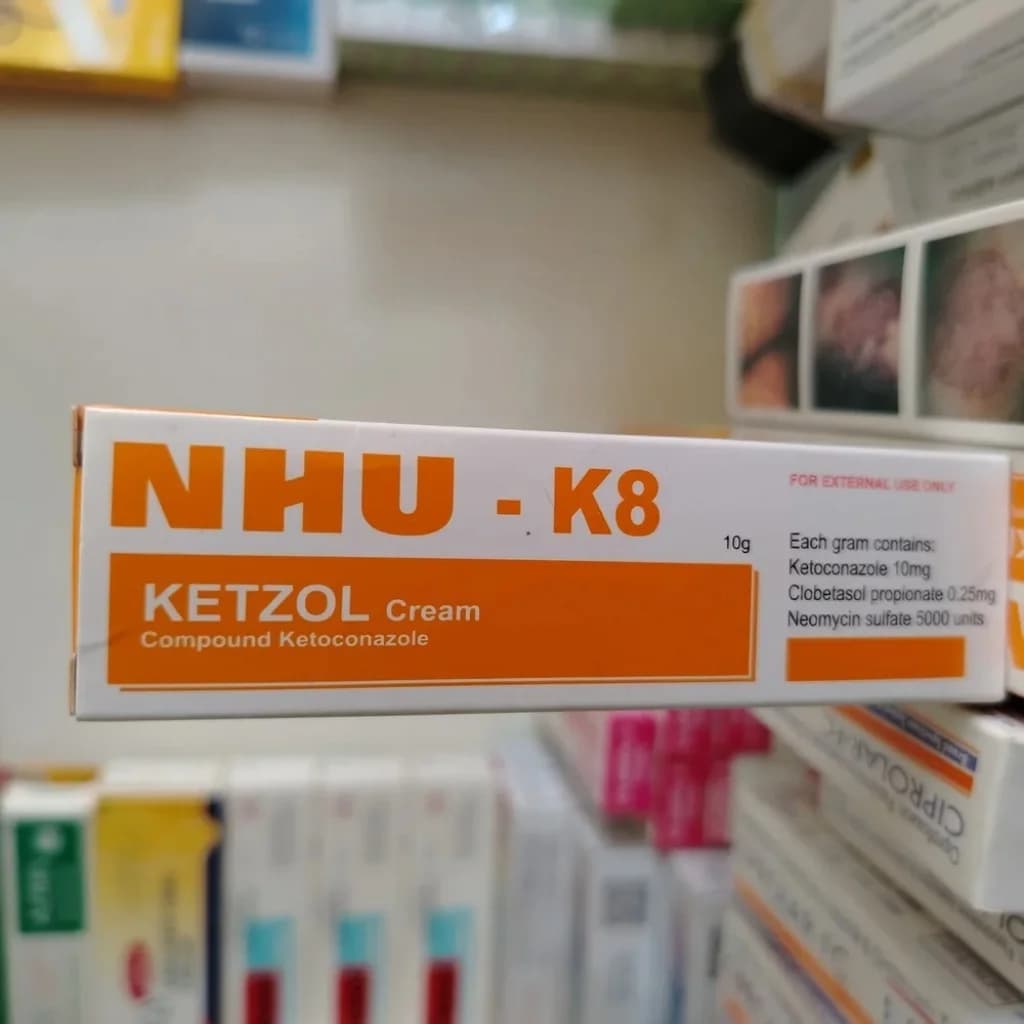 NHU-K8 Ketzol Ketoconazole 10 mg + Clobetasol propionate 0.25 mg + Neomycin sulfate 3000 units per gram