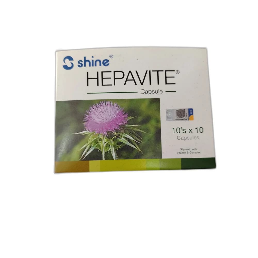 Hepavite Silymarin 70 mg / Vitamin B1 3.9 mg / Vitamin B2 4 mg / Vitamin B6 4 mg / Vitamin B3 12 mg / Calcium Pantothenate 8 mg per capsule