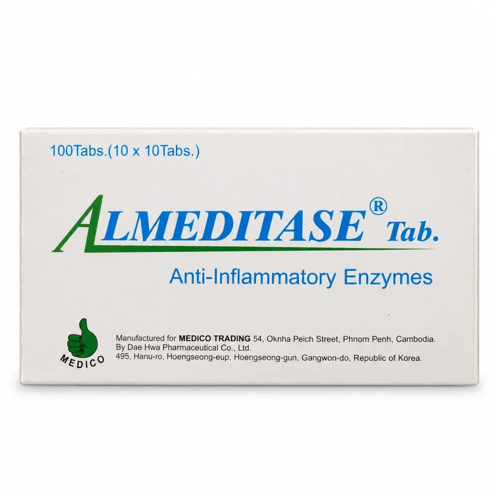 Almeditase Bromelain 40 mg / crystallized trypsin 1 mg per tablet