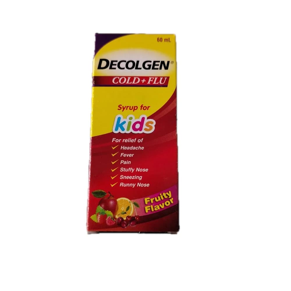 Decolgen Cold+Flu Syrup for Kids Paracetamol 100 mg / Phenylephrine HCl 2.5 mg / Chlorphenamine maleate 0.33 mg per 5 ml (60 ml)