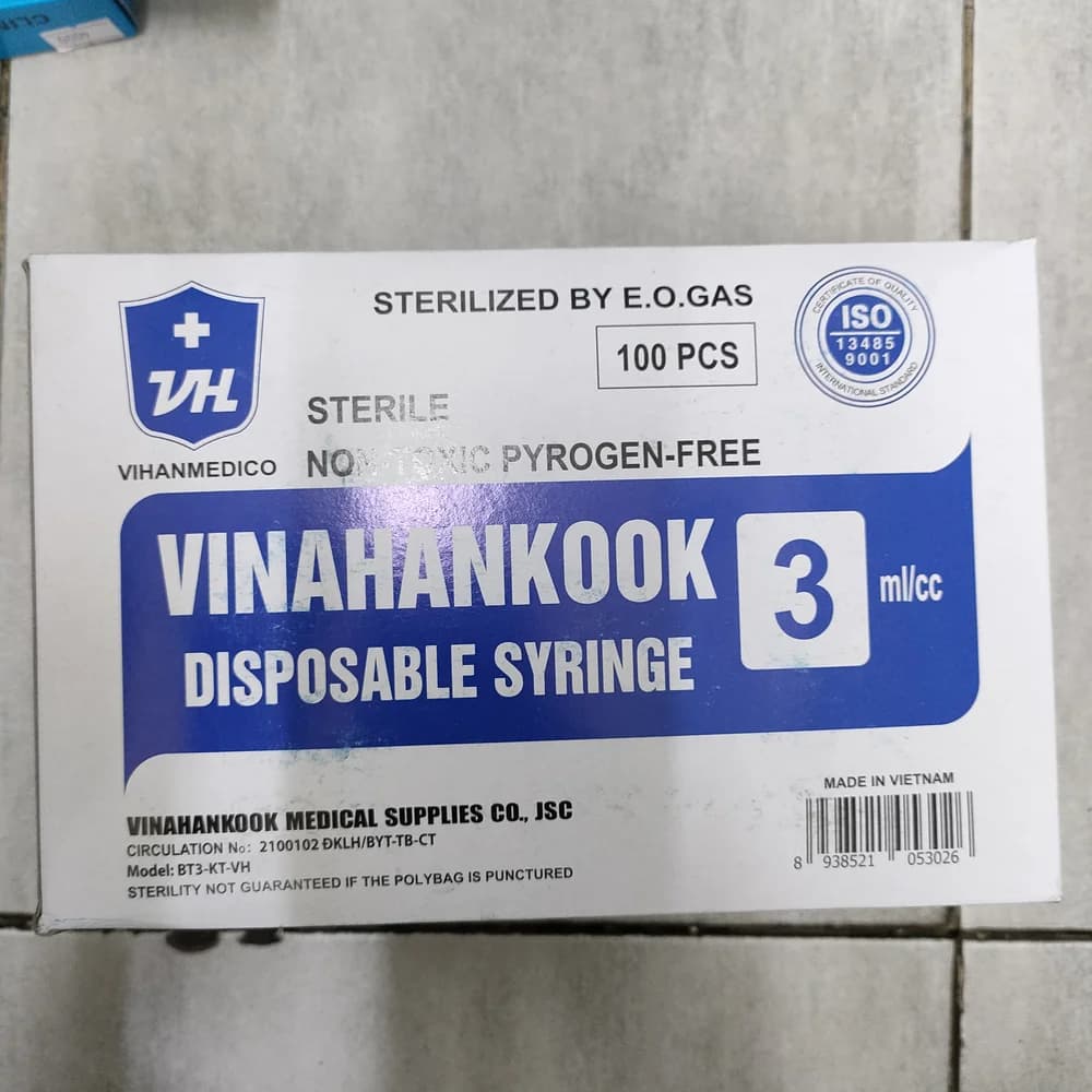 Vinahankook Disposable Syringe 3ml Sterile disposable syringe, 3 ml/cc