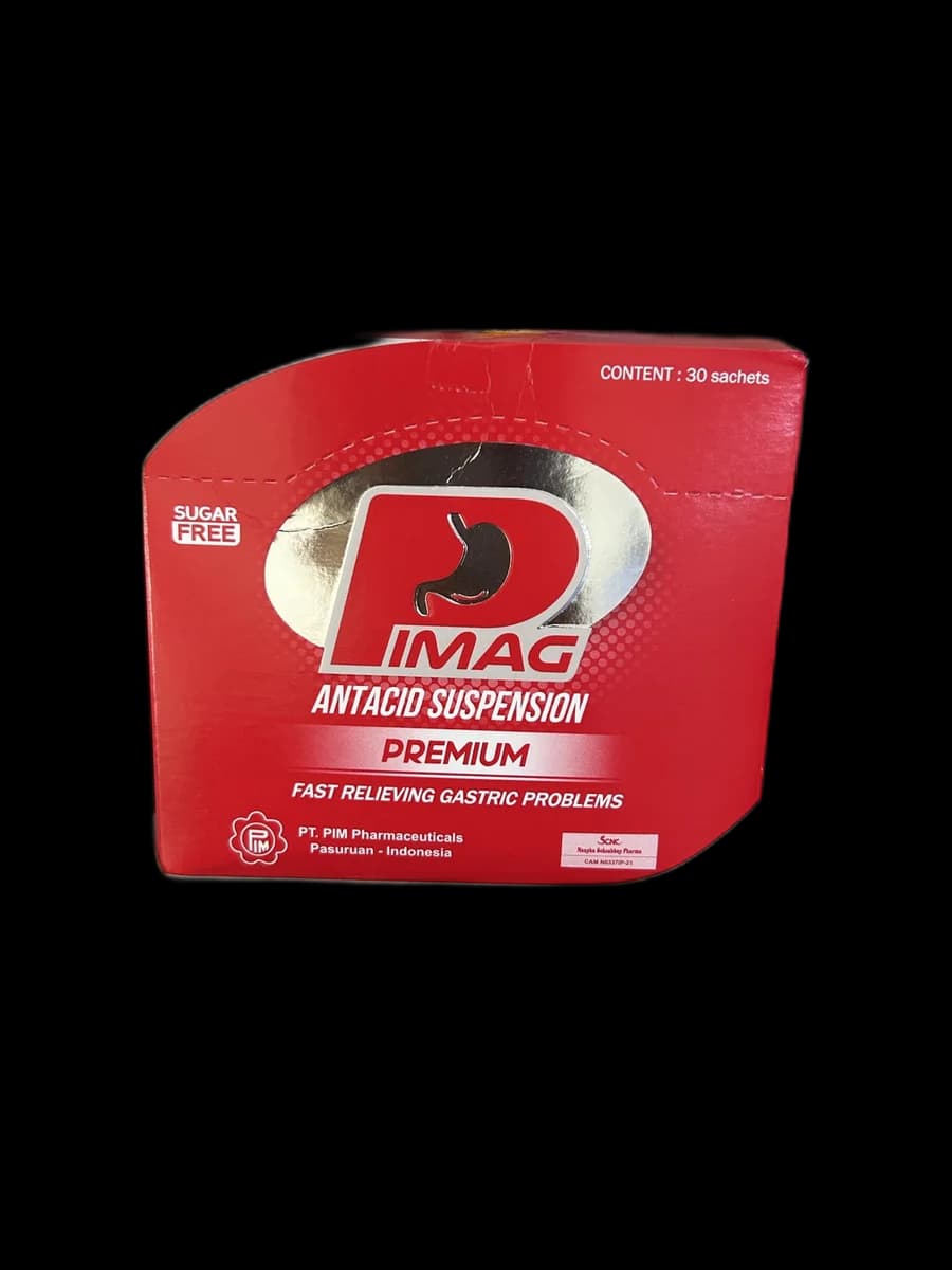 PIMAG ANTACID SUSPENSION PREMIUM Aluminium Hydroxide 600mg / Magnesium Hydroxide 500mg / Simethicone 180mg per 14ml