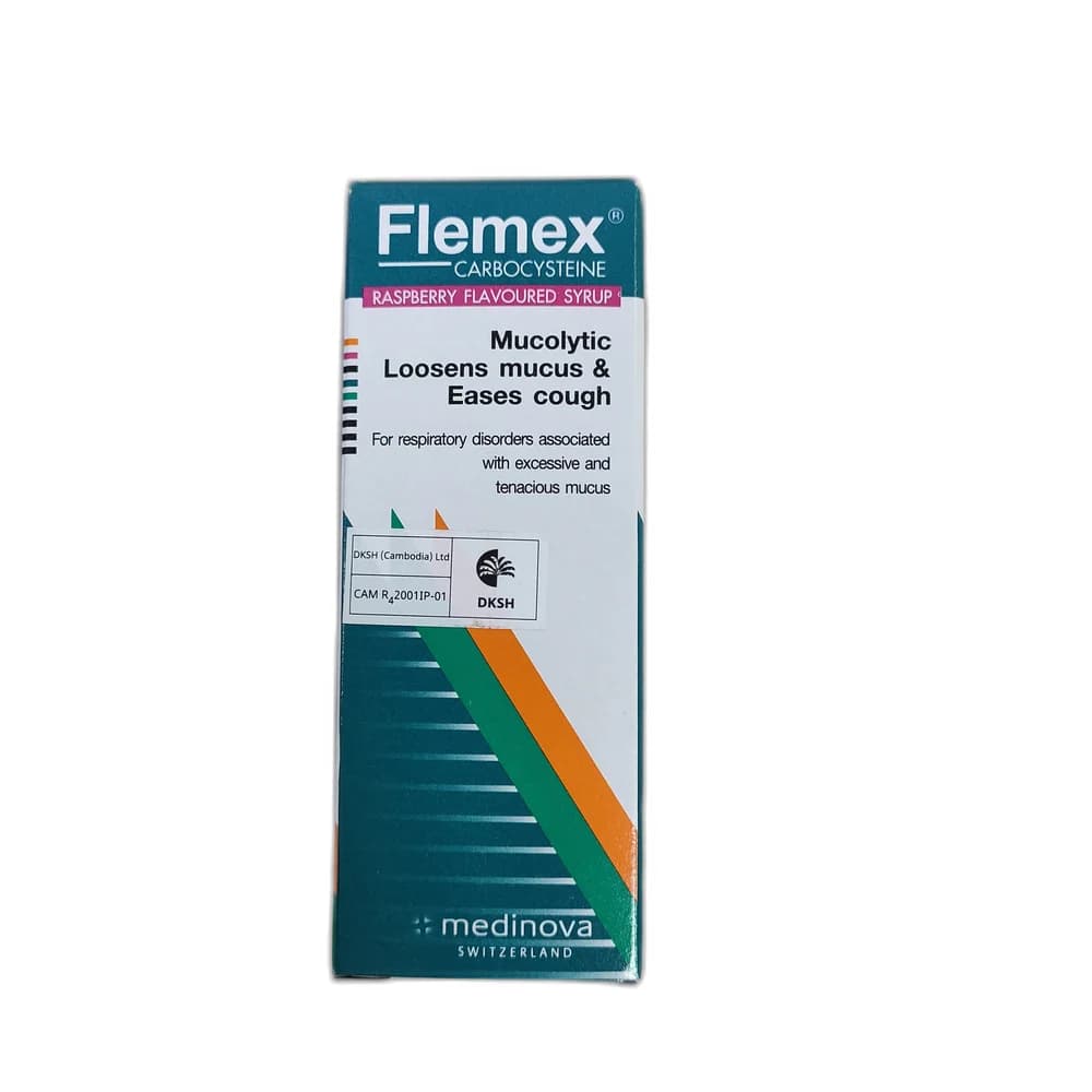 Flemex Carbocysteine Raspberry Flavoured Syrup 250 mg / 5 mL