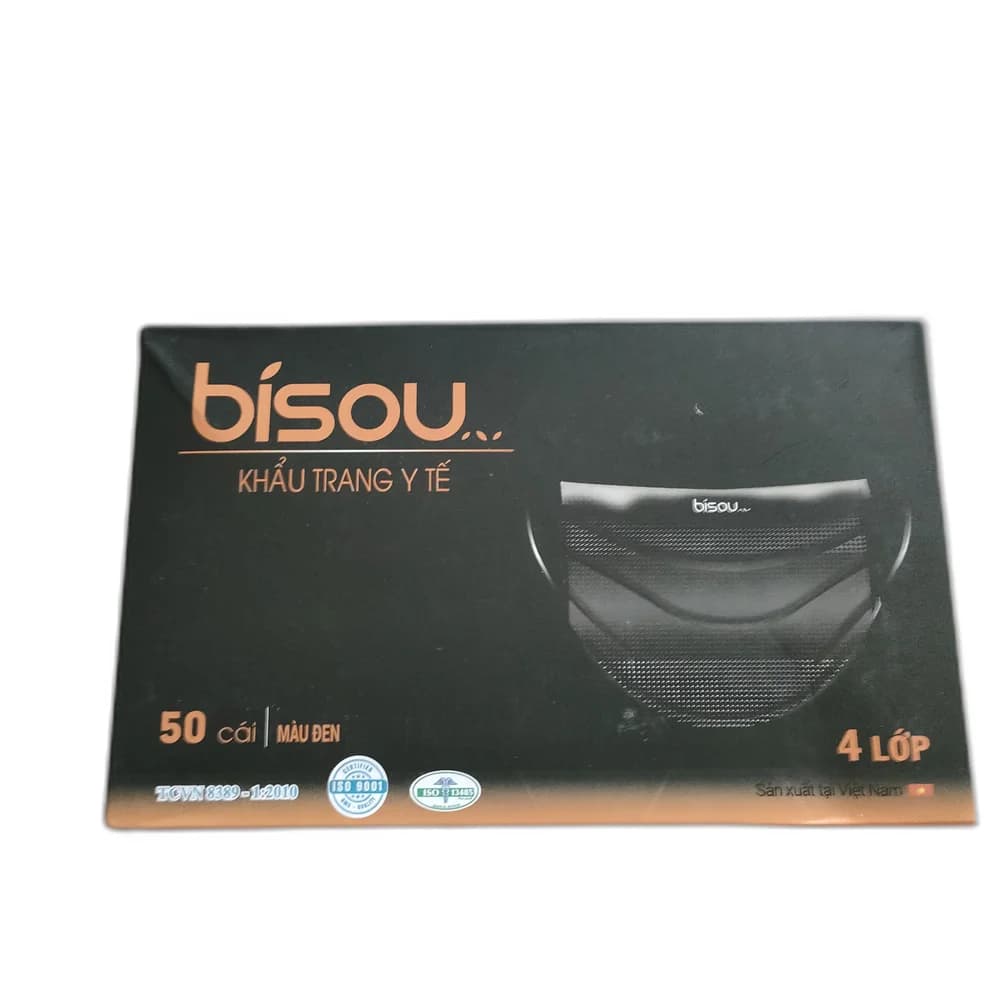 Bisou Black 4-Layer Face Masks 4 layers, 175 mm × 95 mm