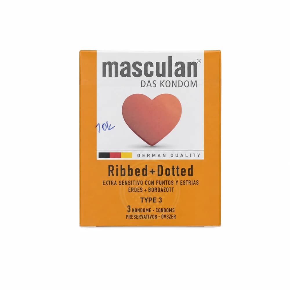 Masculan Ribbed + Dotted condoms, Type 3