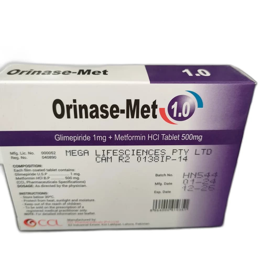 Orinase-Met Glimepiride 1 mg + Metformin HCl 500 mg