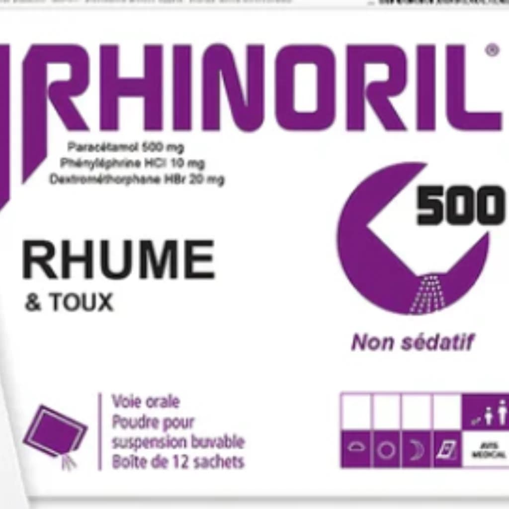 Rhinoril 500 Paracetamol 500 mg, phenylephrine HCl 10 mg, dextromethorphan HBr 20 mg