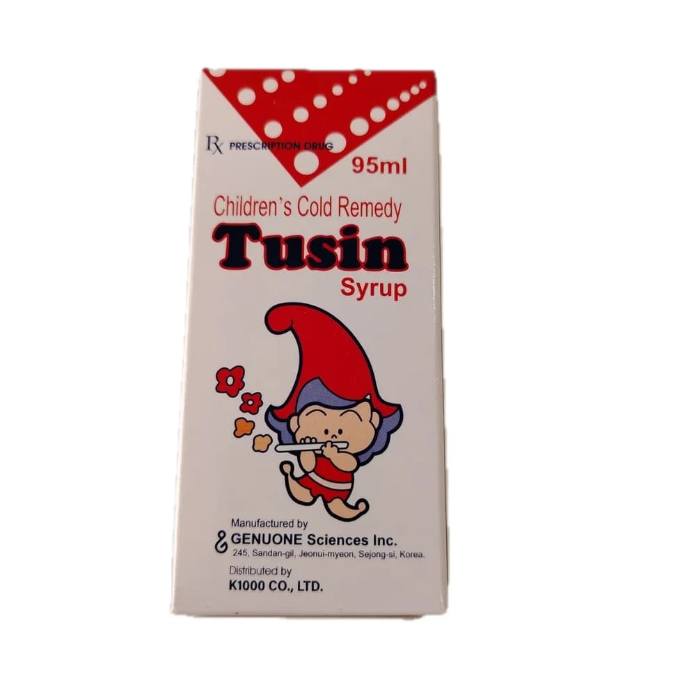 Tusin Acetaminophen 50 mg / Dextromethorphan HBr 2.5 mg / DL-Methylephedrine HCl 3.125 mg / Chlorpheniramine maleate 0.415 mg / Guaifenesin 11.67 mg / Anhydrous caffeine 6.67 mg per 5 ml (95 ml)