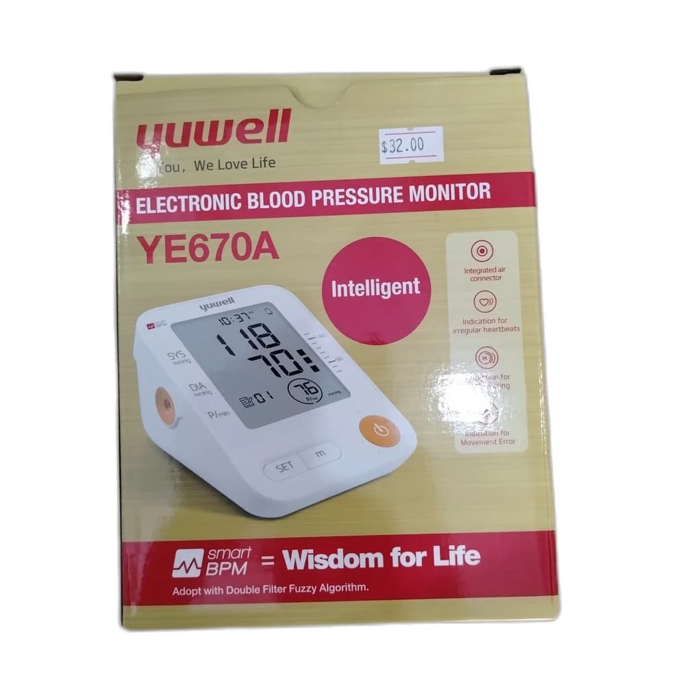 Yuwell YE670A Electronic Blood Pressure Monitor Model YE670A; upper-arm cuff fits 22-45 cm