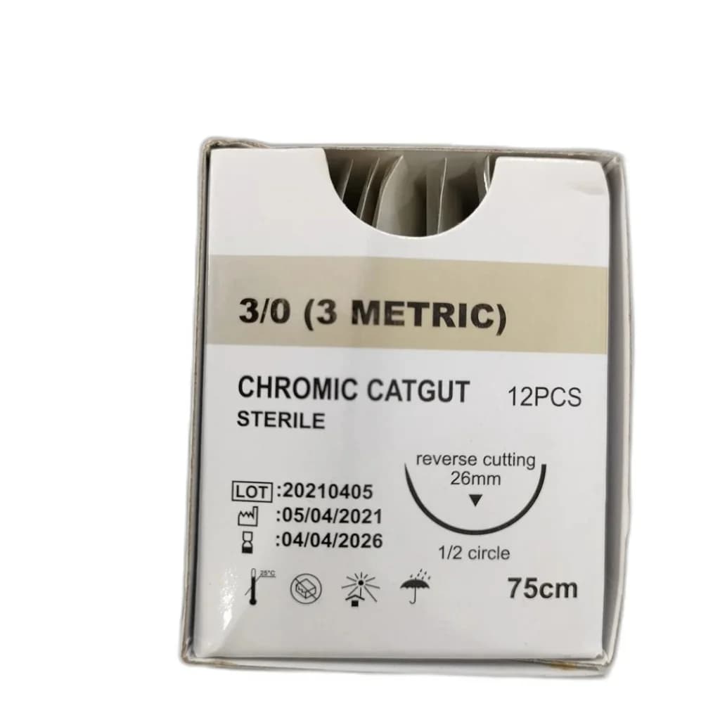 Gold Bio Central Chromic Catgut 3/0 (3 metric), 75 cm