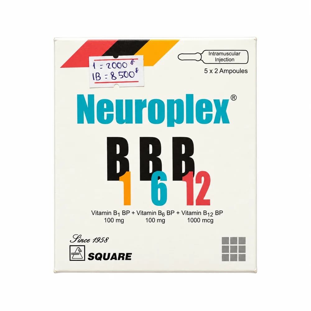 Neuroplex Vitamin B1 100 mg / Vitamin B6 100 mg / Vitamin B12 1000 mcg