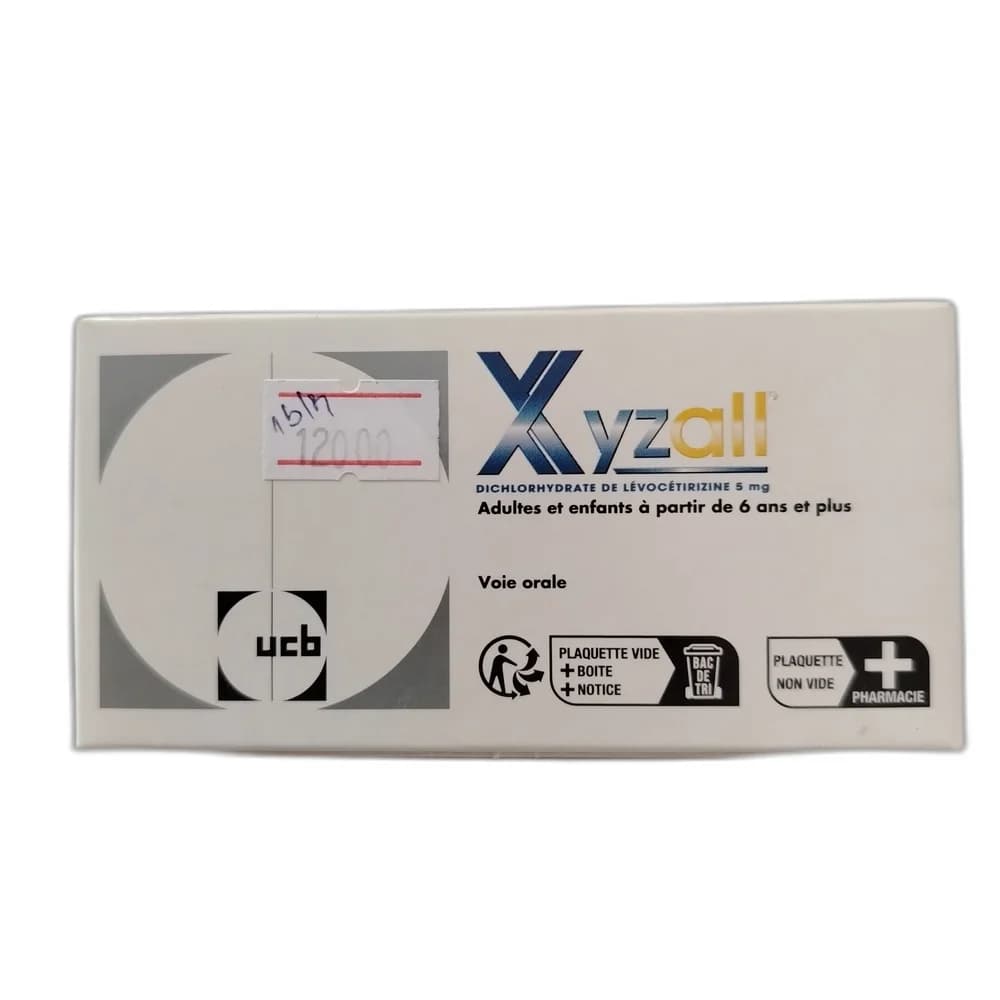 Xyzall 5 Levocetirizine dihydrochloride 5 mg per film-coated tablet (28 tablets per box)