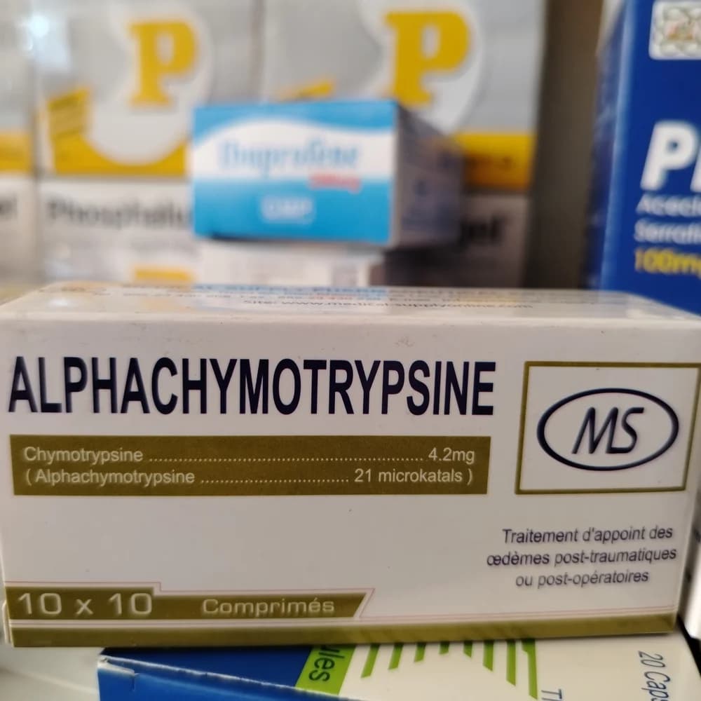 Alphachymotrypsine Chymotrypsin 4.2 mg (Alphachymotrypsin 21 microkatals) per tablet