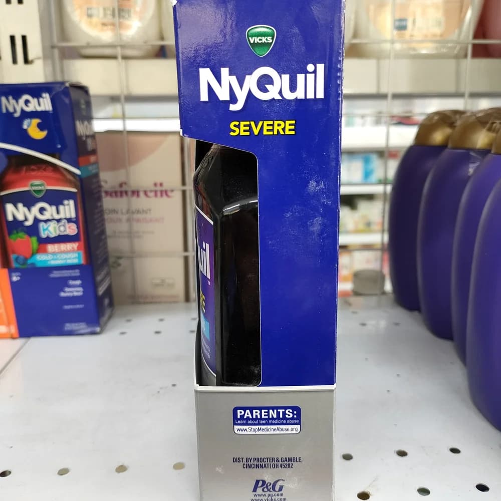 Vicks NyQuil Severe Acetaminophen 650 mg, Dextromethorphan HBr 20 mg, Doxylamine Succinate 12.5 mg, Phenylephrine HCl 10 mg per 30 mL