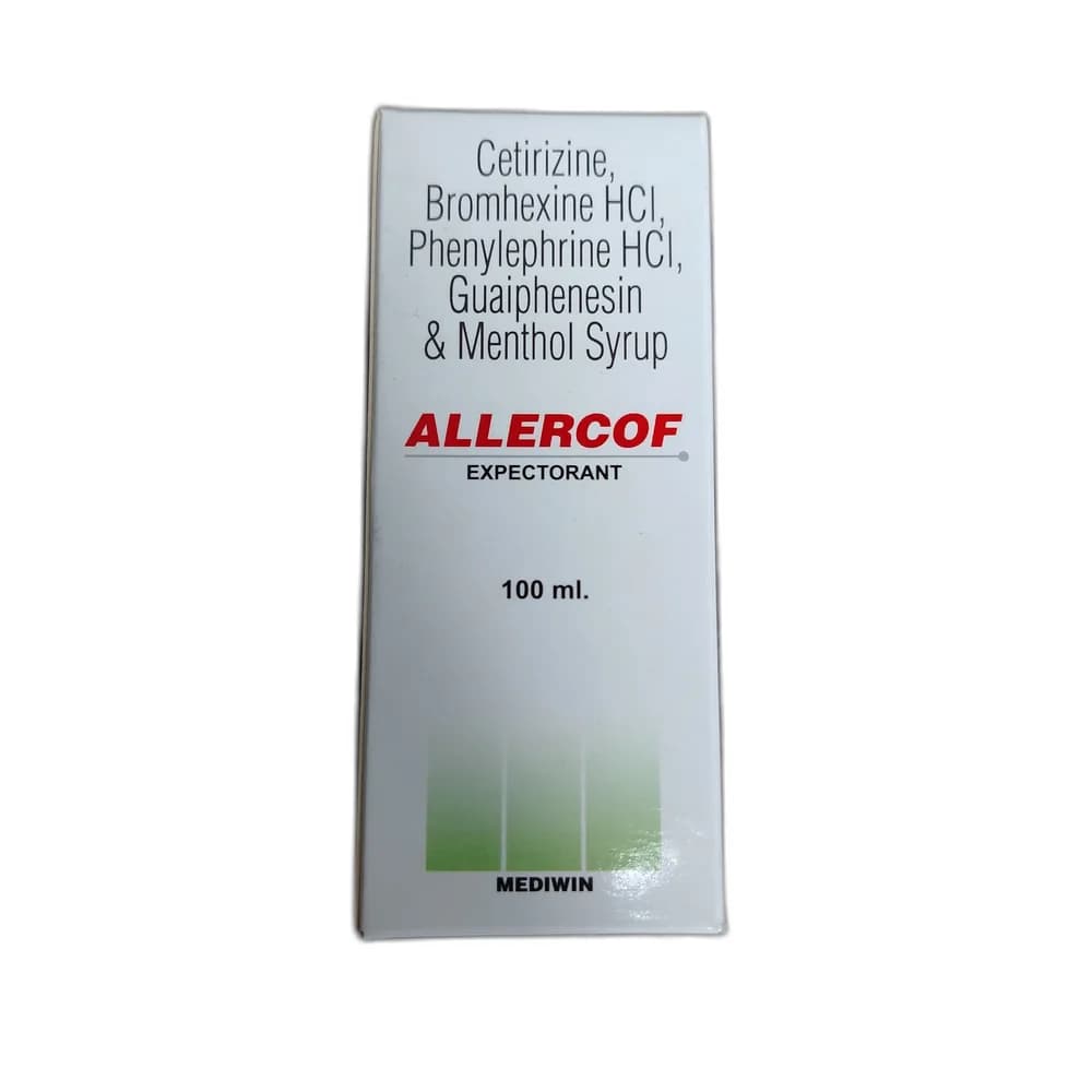 Allercof Cetirizine 2.5 mg + Bromhexine 4 mg + Phenylephrine 5 mg + Guaifenesin 50 mg + Menthol 1 mg / 5 ml