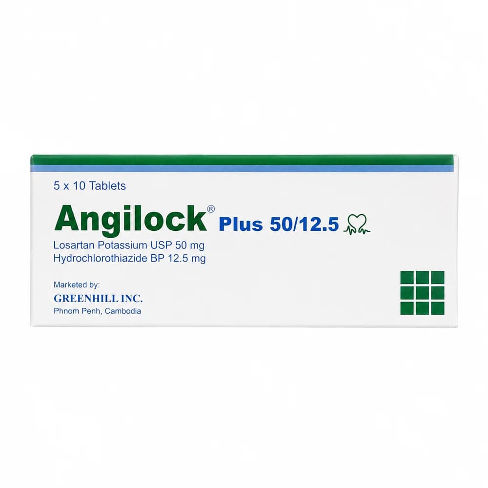 Angilock Plus Losartan potassium 50 mg / hydrochlorothiazide 12.5 mg, 5 x 10 tablets