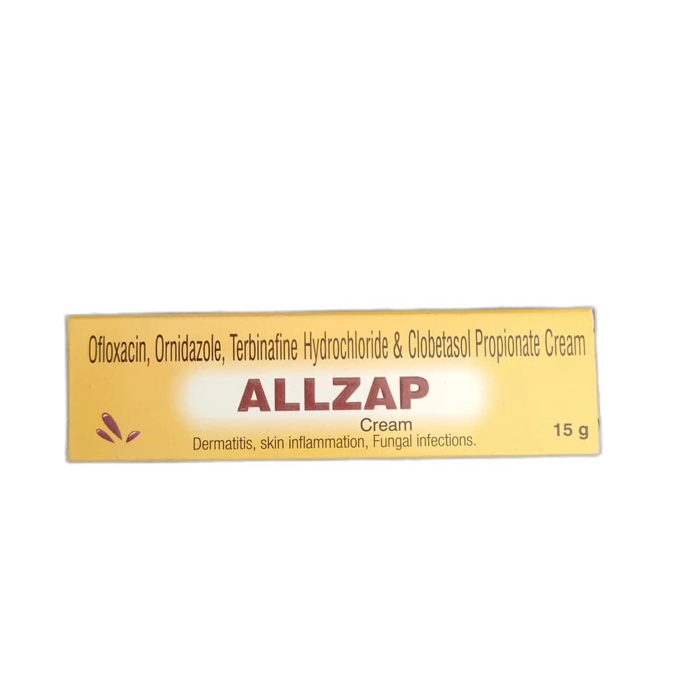 Allzap Ofloxacin 0.75% / Ornidazole 2% / Terbinafine 1% / Clobetasol 0.05% w/w