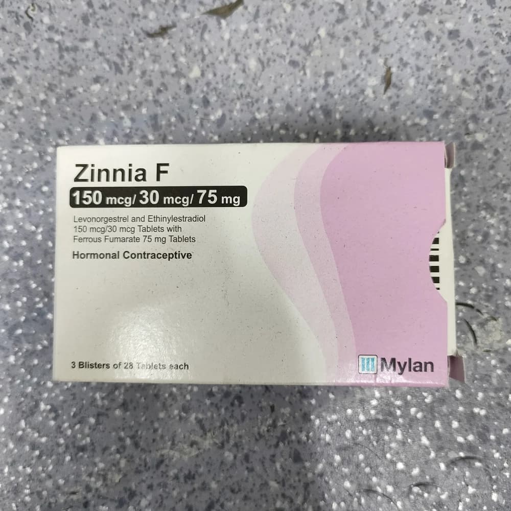 Zinnia F Levonorgestrel 150 mcg / Ethinylestradiol 30 mcg / Ferrous Fumarate 75 mg