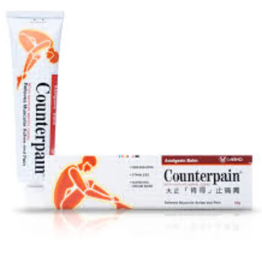 Taisho Counterpain Analgesic Balm Methyl salicylate 102.5%, Eugenol 1.36%, Levomenthol 5.44% (per label, vanishing cream base)