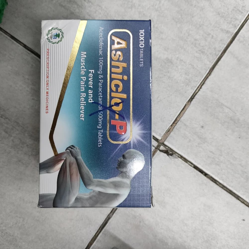 Ashiclo-P Aceclofenac 100 mg + Paracetamol 500 mg per tablet