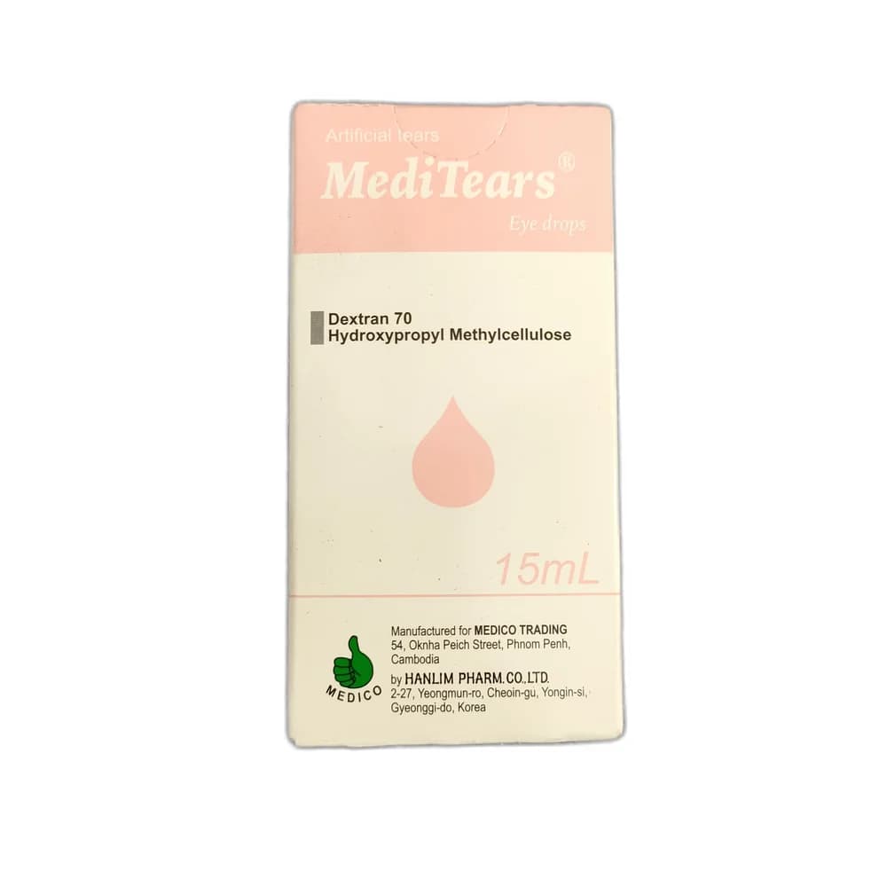MediTears Dextran 70 0.1% + Hydroxypropyl Methylcellulose 0.3%, 15 mL