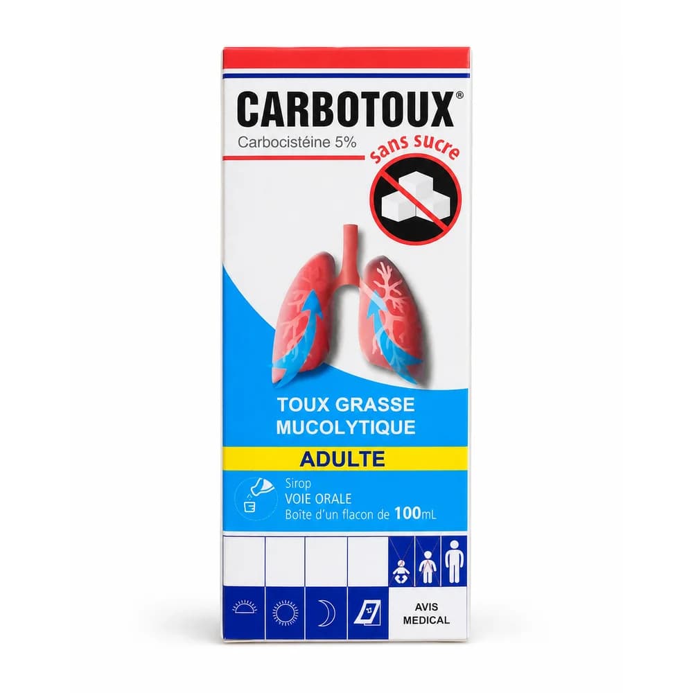 Carbotoux Adult Carbocisteine 250 mg per 5 ml, sugar-free syrup, 100 ml