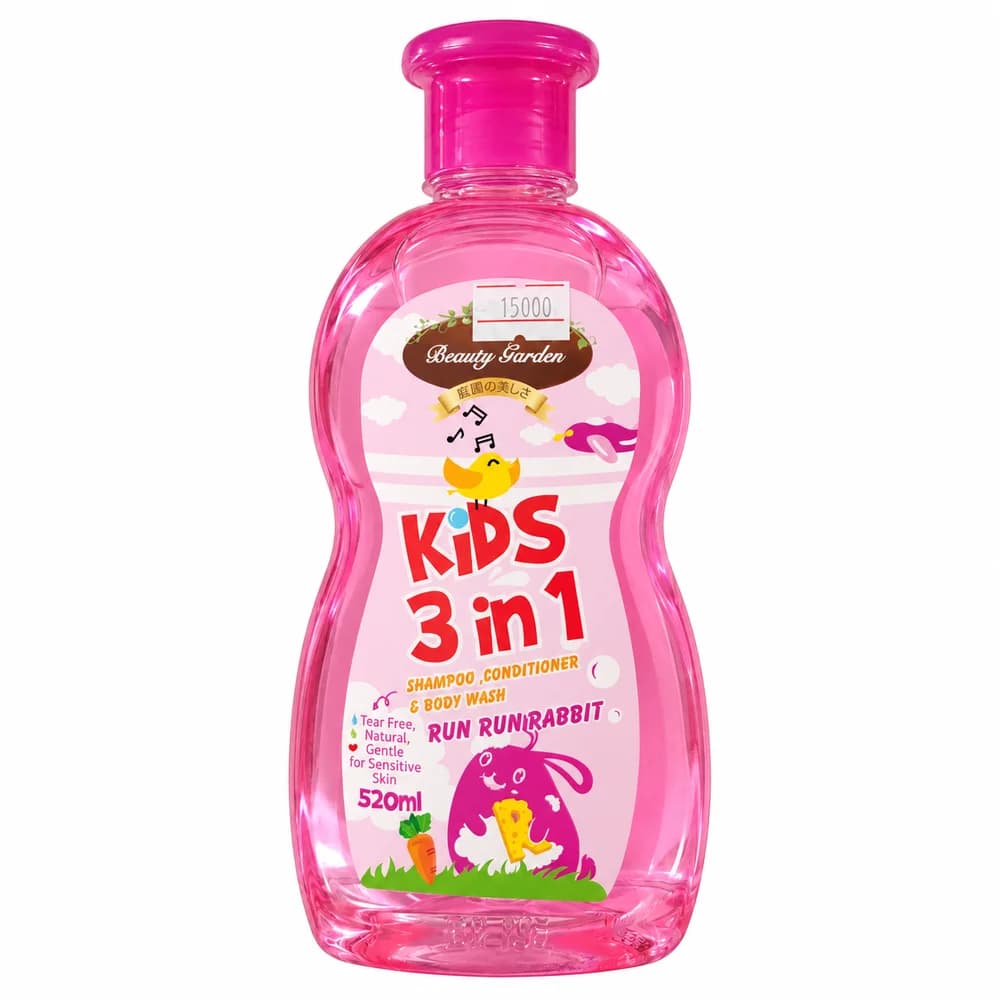 Beauty Garden Kids 3-in-1 Run Run Rabbit Shampoo Conditioner & Body Wash 520 mL