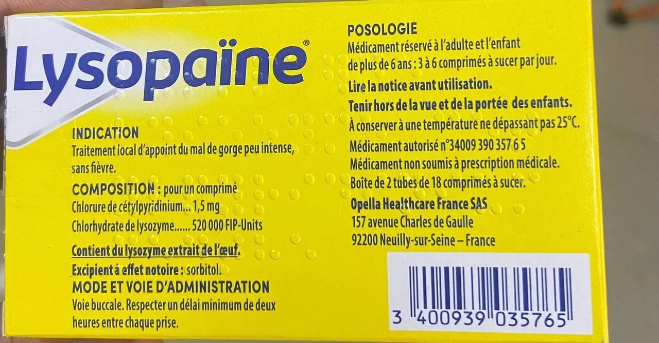 Lysopaine 1.5mg Cetylpyridinium + 520000 FIP-Units Lysozyme