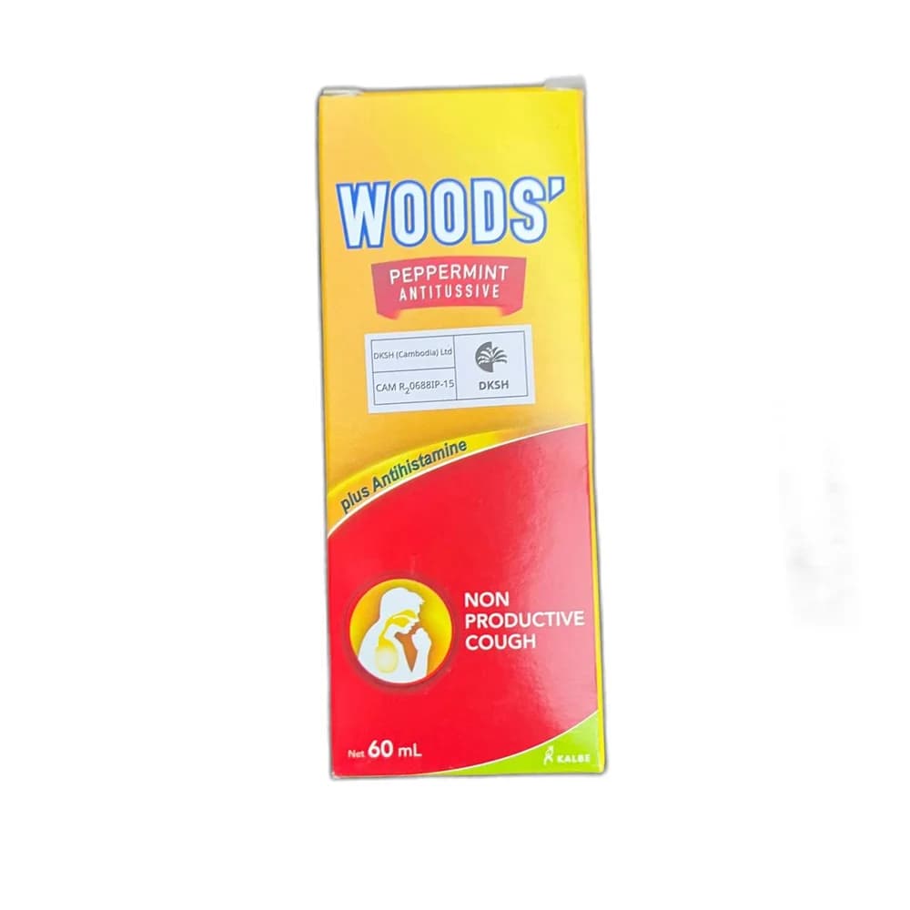 Woods' Peppermint Antitussive Dextromethorphan HBr 7.5 mg / Diphenhydramine HCl 12.5 mg per 5 mL