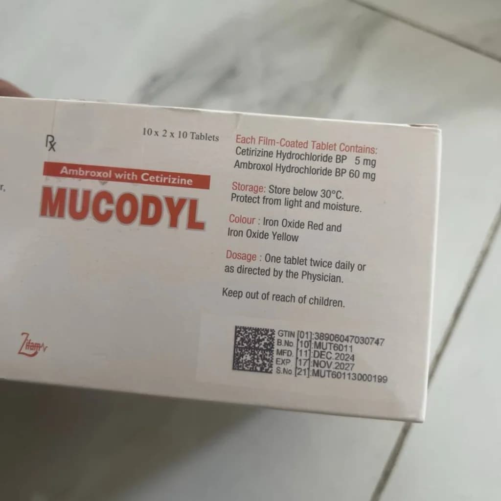 Mucodyl Ambroxol HCl 60 mg, Cetirizine HCl 5 mg