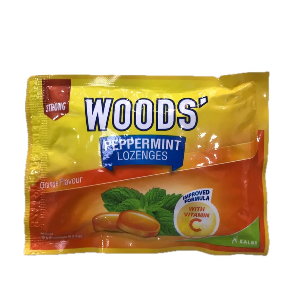 Woods' Peppermint Lozenges Orange Vitamin C 90.25 mg / Peppermint oil 5 mg / Menthol 0.75 mg