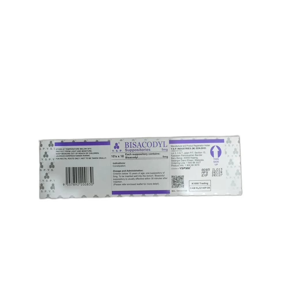 Bisacodyl Suppositories 5 mg