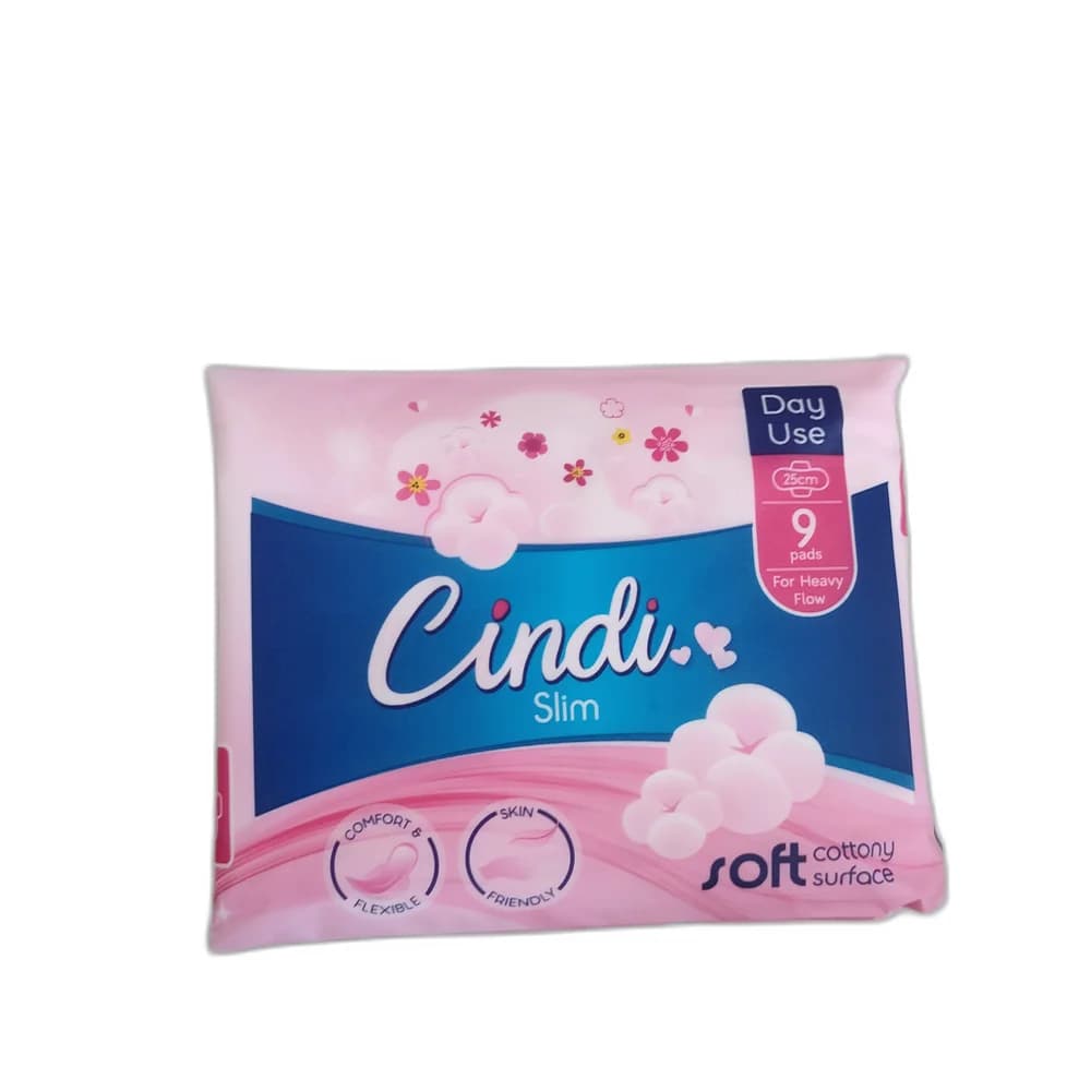 Cindi Slim Sanitary Pads Day Use, Heavy Flow, 25 cm
