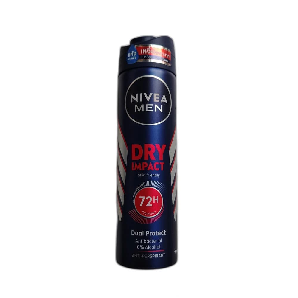 Nivea Men Dry Impact Anti-Perspirant Spray (Dual Protect, 72H, 0% Alcohol) 150ml 150 ml